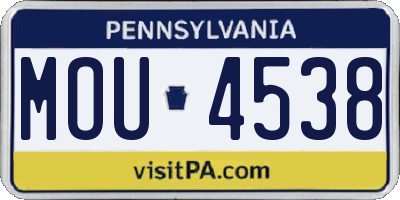 PA license plate MOU4538