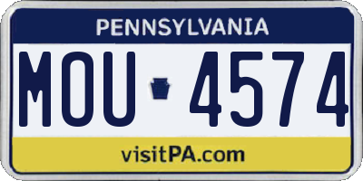 PA license plate MOU4574