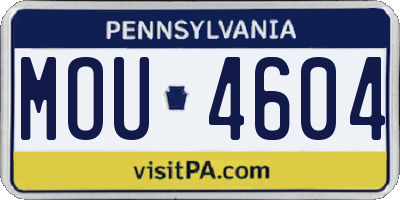 PA license plate MOU4604