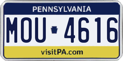 PA license plate MOU4616