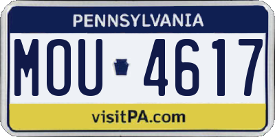 PA license plate MOU4617