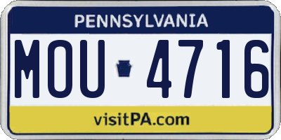 PA license plate MOU4716