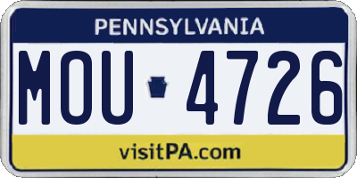 PA license plate MOU4726