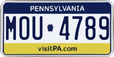 PA license plate MOU4789