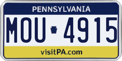 PA license plate MOU4915