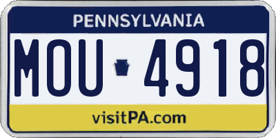 PA license plate MOU4918