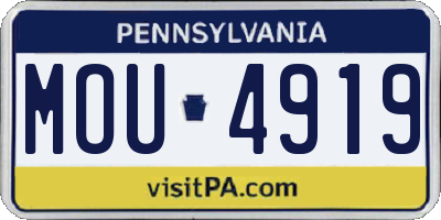 PA license plate MOU4919