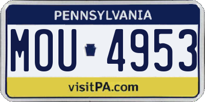 PA license plate MOU4953
