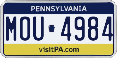 PA license plate MOU4984