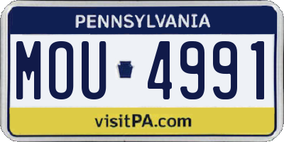 PA license plate MOU4991