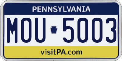 PA license plate MOU5003