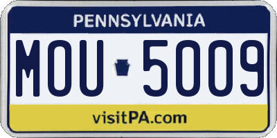 PA license plate MOU5009