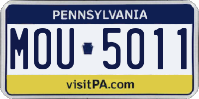 PA license plate MOU5011