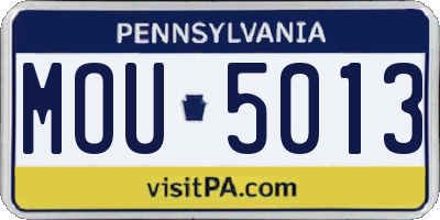 PA license plate MOU5013