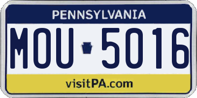 PA license plate MOU5016
