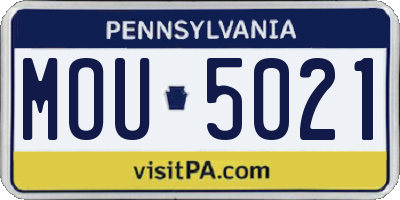 PA license plate MOU5021