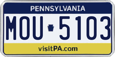 PA license plate MOU5103
