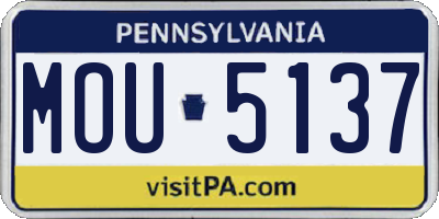 PA license plate MOU5137