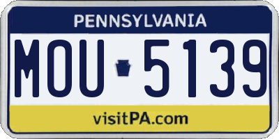PA license plate MOU5139