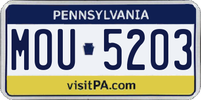 PA license plate MOU5203