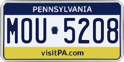 PA license plate MOU5208