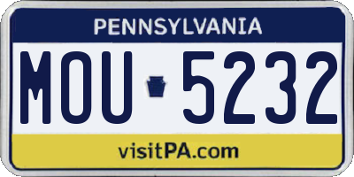 PA license plate MOU5232