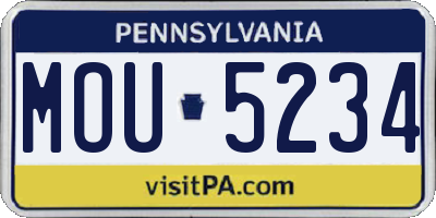 PA license plate MOU5234