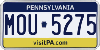 PA license plate MOU5275