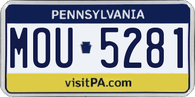 PA license plate MOU5281