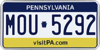PA license plate MOU5292