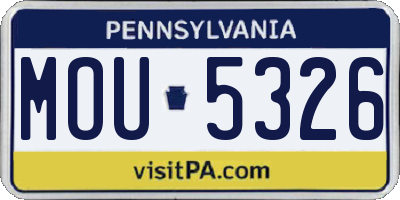 PA license plate MOU5326