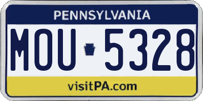 PA license plate MOU5328