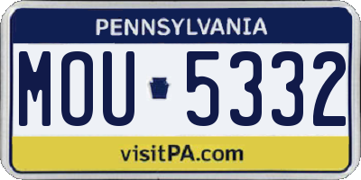 PA license plate MOU5332
