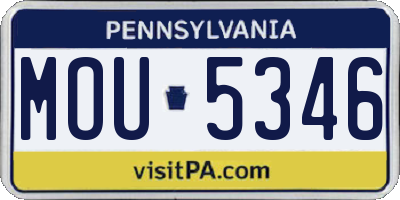 PA license plate MOU5346