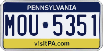 PA license plate MOU5351