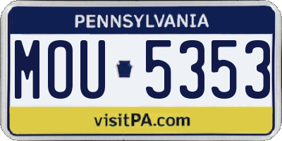 PA license plate MOU5353