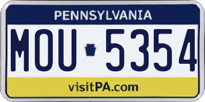 PA license plate MOU5354