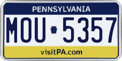 PA license plate MOU5357