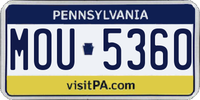PA license plate MOU5360