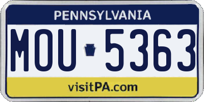 PA license plate MOU5363