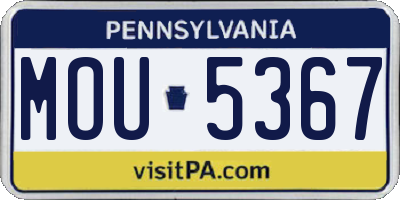 PA license plate MOU5367