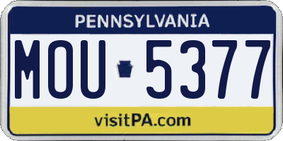 PA license plate MOU5377