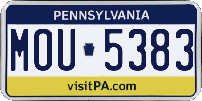 PA license plate MOU5383
