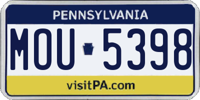PA license plate MOU5398