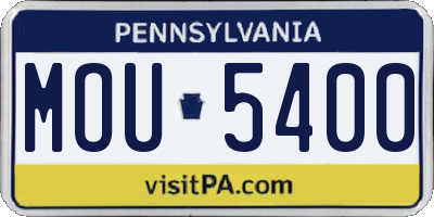 PA license plate MOU5400