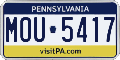 PA license plate MOU5417