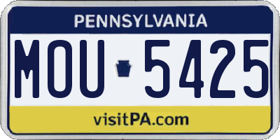 PA license plate MOU5425