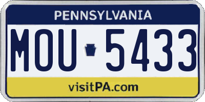 PA license plate MOU5433