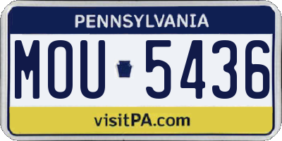 PA license plate MOU5436