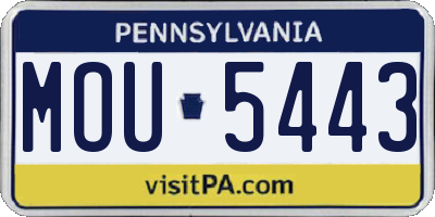 PA license plate MOU5443